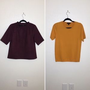 Ann Taylor Burgundy and Mustard Blouses